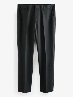 Black Slim Fit Tape Detail Textured Tuxedo Trousers