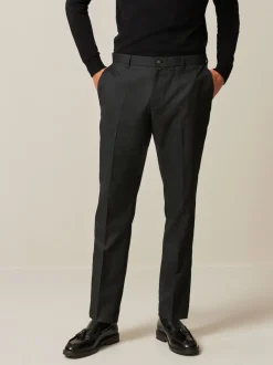 Black Slim Fit Textured Smart Trousers