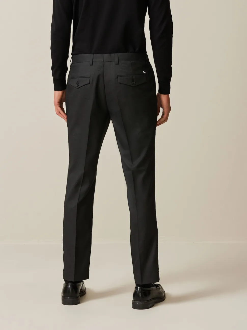 Black Slim Fit Textured Smart Trousers