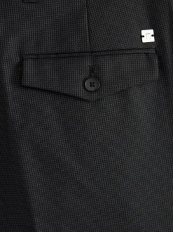 Black Slim Fit Textured Smart Trousers