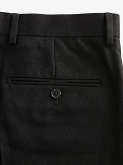 Black Slim Fit Textured Suit Trousers