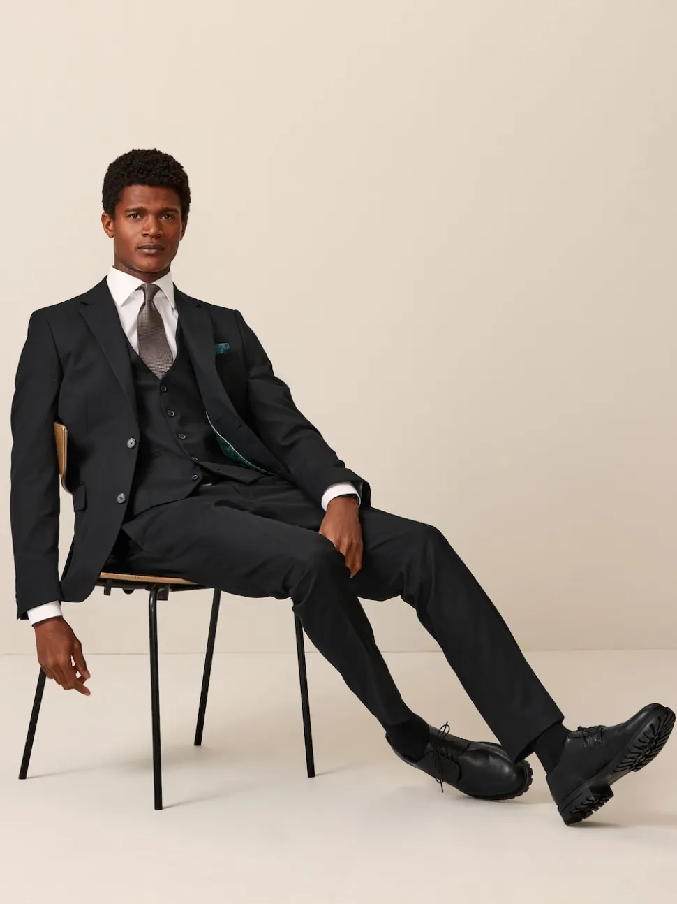 Black Slim Fit Textured Suit Jacket