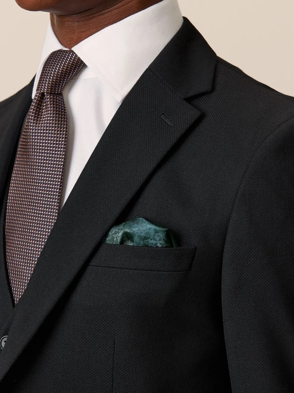 Black Slim Fit Textured Suit Jacket