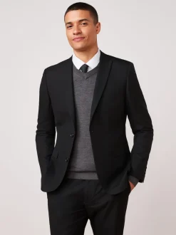 Black Slim Fit Two Button Suit Jacket