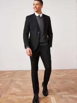 Black Slim Fit Two Button Suit Jacket