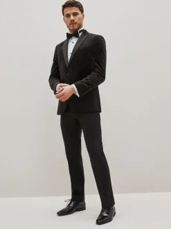 Black Slim Fit Velvet Blazer