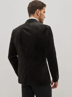 Black Slim Fit Velvet Blazer