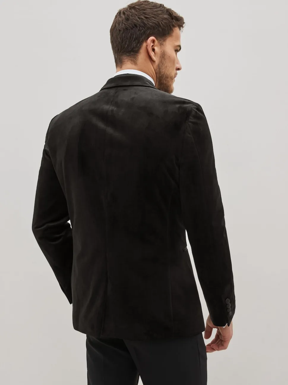 Black Slim Fit Velvet Blazer