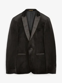 Black Slim Fit Velvet Blazer