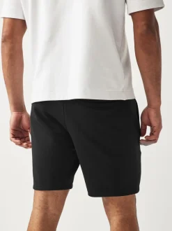 Black Slim Fit Zip Pocket Jersey Shorts