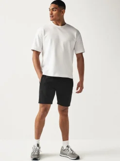 Black Slim Fit Zip Pocket Jersey Shorts