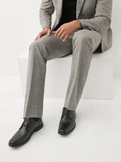 Black Slim Panel Leather Shoes