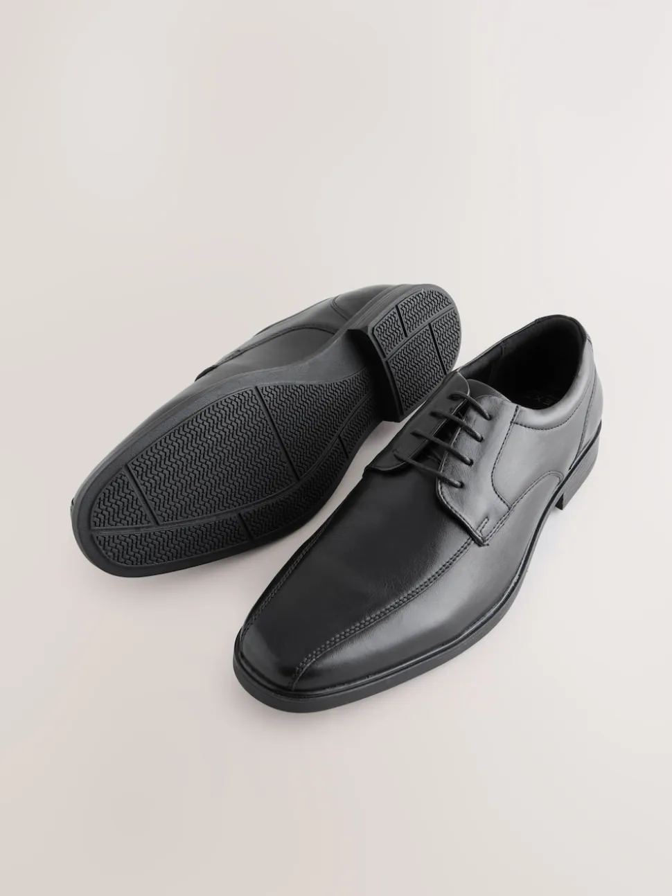 Black Slim Panel Leather Shoes