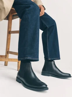 Black Smart Leather Chelsea Boots