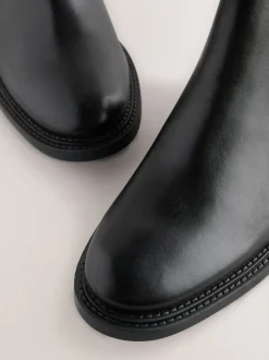 Black Smart Leather Chelsea Boots