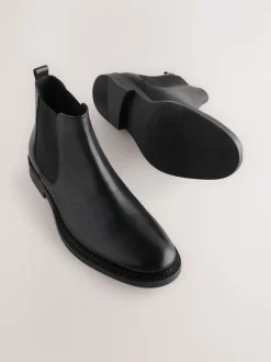 Black Smart Leather Chelsea Boots