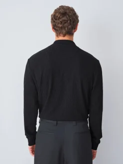 Black Smart Quarter Zip Polo Shirt