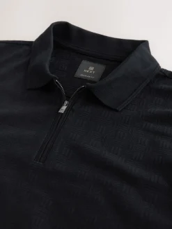Black Smart Quarter Zip Polo Shirt