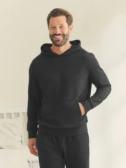 Black Soft Waffle Pyjamas Hoodie Set