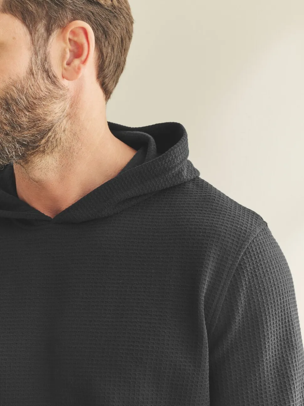Black Soft Waffle Pyjamas Hoodie Set