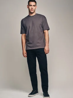 Black Solid Regular Tapered Fit Classic Stretch Jeans