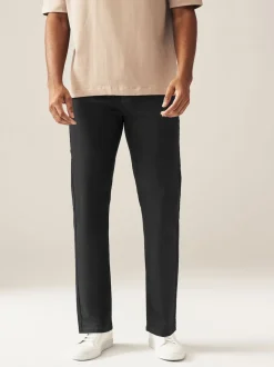 Black Solid Single Straight Fit Classic Stretch Jeans