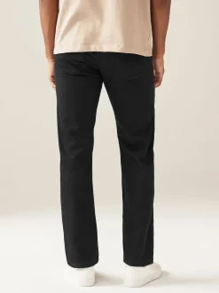 Black Solid Single Straight Fit Classic Stretch Jeans