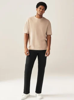 Black Solid Single Straight Fit Classic Stretch Jeans