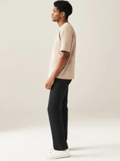 Black Solid Single Straight Fit Classic Stretch Jeans