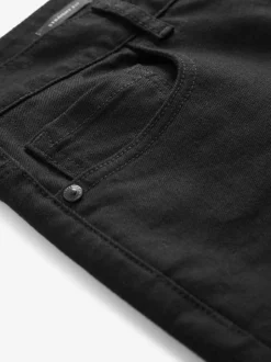 Black Solid Single Straight Fit Classic Stretch Jeans