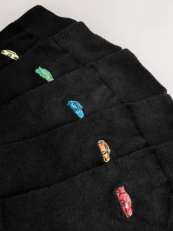 Black Sports Cars Fun Embroidered Socks 5 Pack