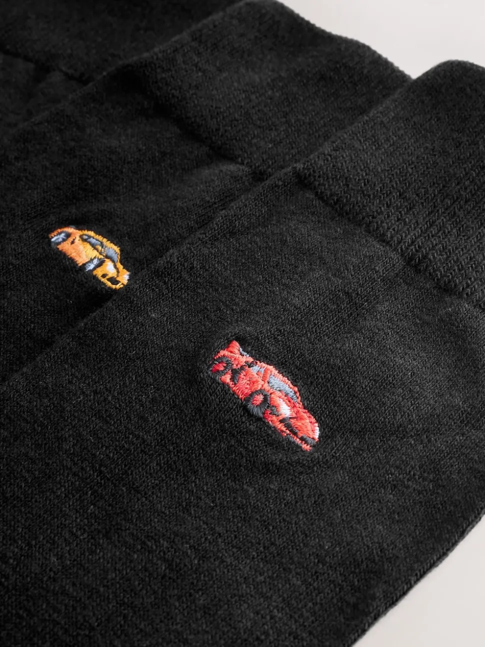 Black Sports Cars Fun Embroidered Socks 5 Pack