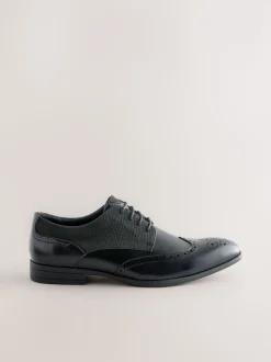 Black Standard Fit Brogue Shoes