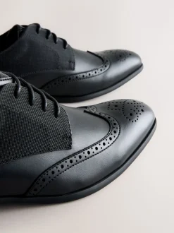 Black Standard Fit Brogue Shoes