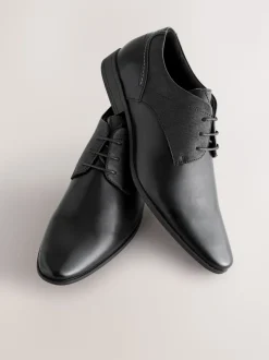Black Standard Fit Derby Lace-Up Shoes