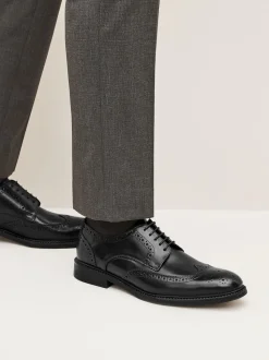 Black Standard Fit Leather Derby Brogues