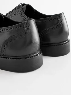Black Standard Fit Leather Derby Brogues