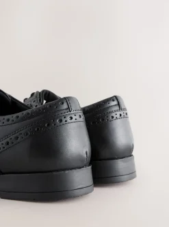 Black Standard Fit Leather Oxford Brogue Shoes
