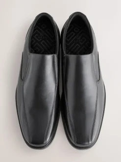 Black Standard Fit Leather Panel Slip On Shoes