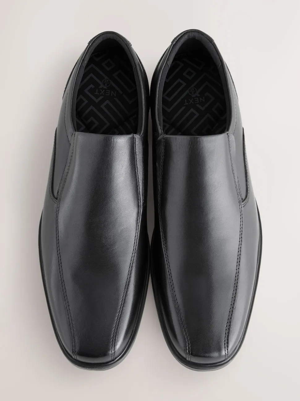 Black Standard Fit Leather Panel Slip On Shoes