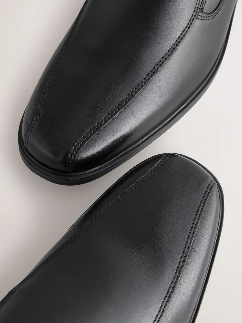 Black Standard Fit Leather Panel Slip On Shoes