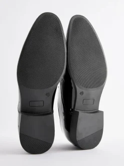 Black Standard Fit Patent Oxford Toe Cap Shoes