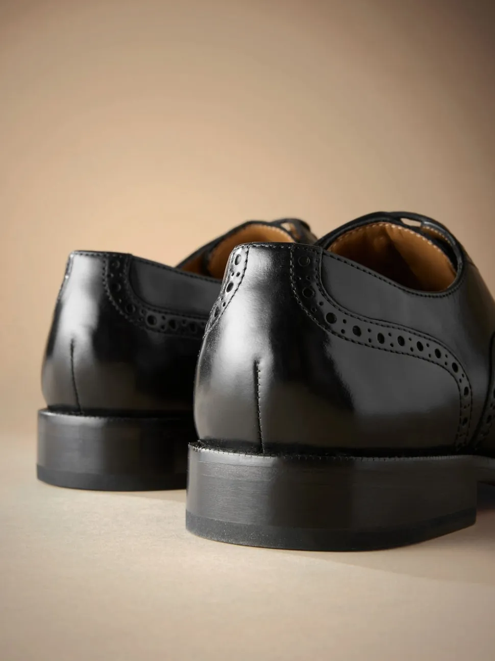 Black Standard Fit Signature Italian Leather Wingcap Brogue Shoes