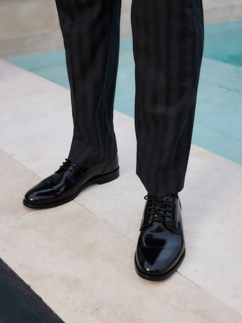 Black Standard Fit Signature Leather Sole Derby Shoes