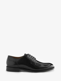 Black Standard Fit Signature Leather Sole Derby Shoes