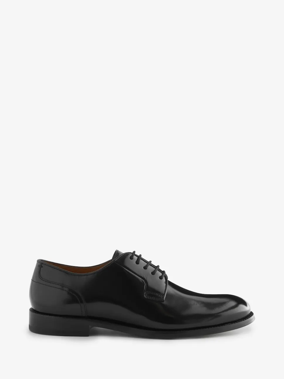 Black Standard Fit Signature Leather Sole Derby Shoes