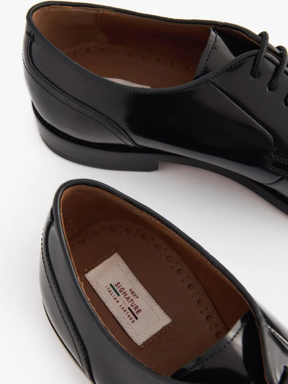 Black Standard Fit Signature Leather Sole Derby Shoes