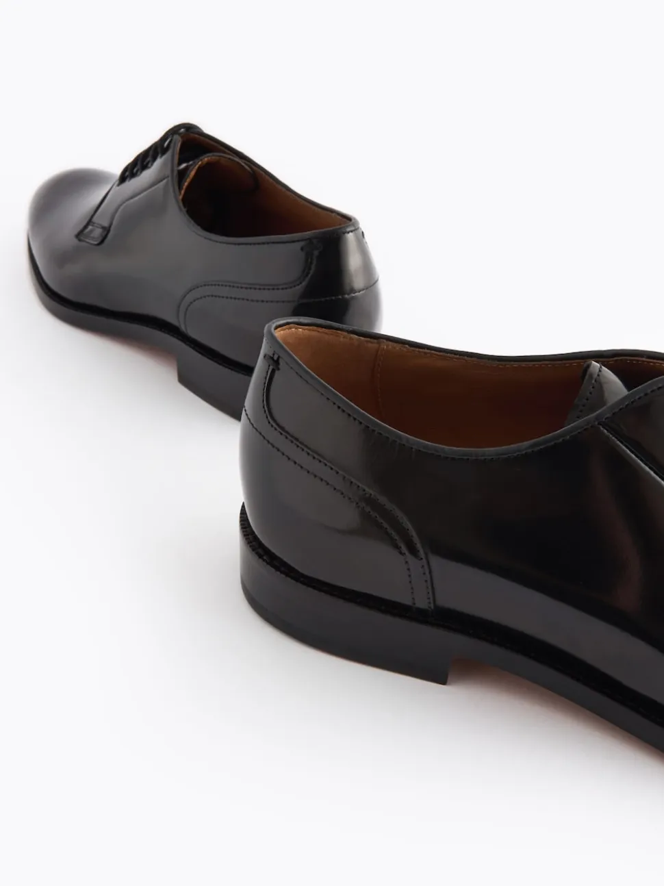 Black Standard Fit Signature Leather Sole Derby Shoes