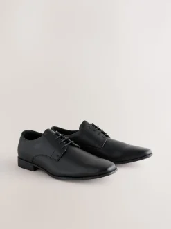 Black Standard Fit Slim Square Derby Shoes