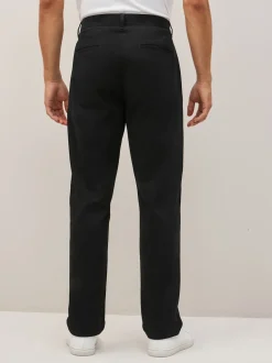 Black Straight Fit 100% Cotton Chino Trousers